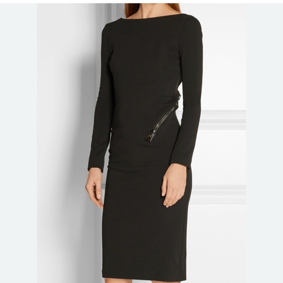 TOM FORD Famous Zipper Open Back Dress - BLACK with GOLD Zipper - Picture 3 of 13